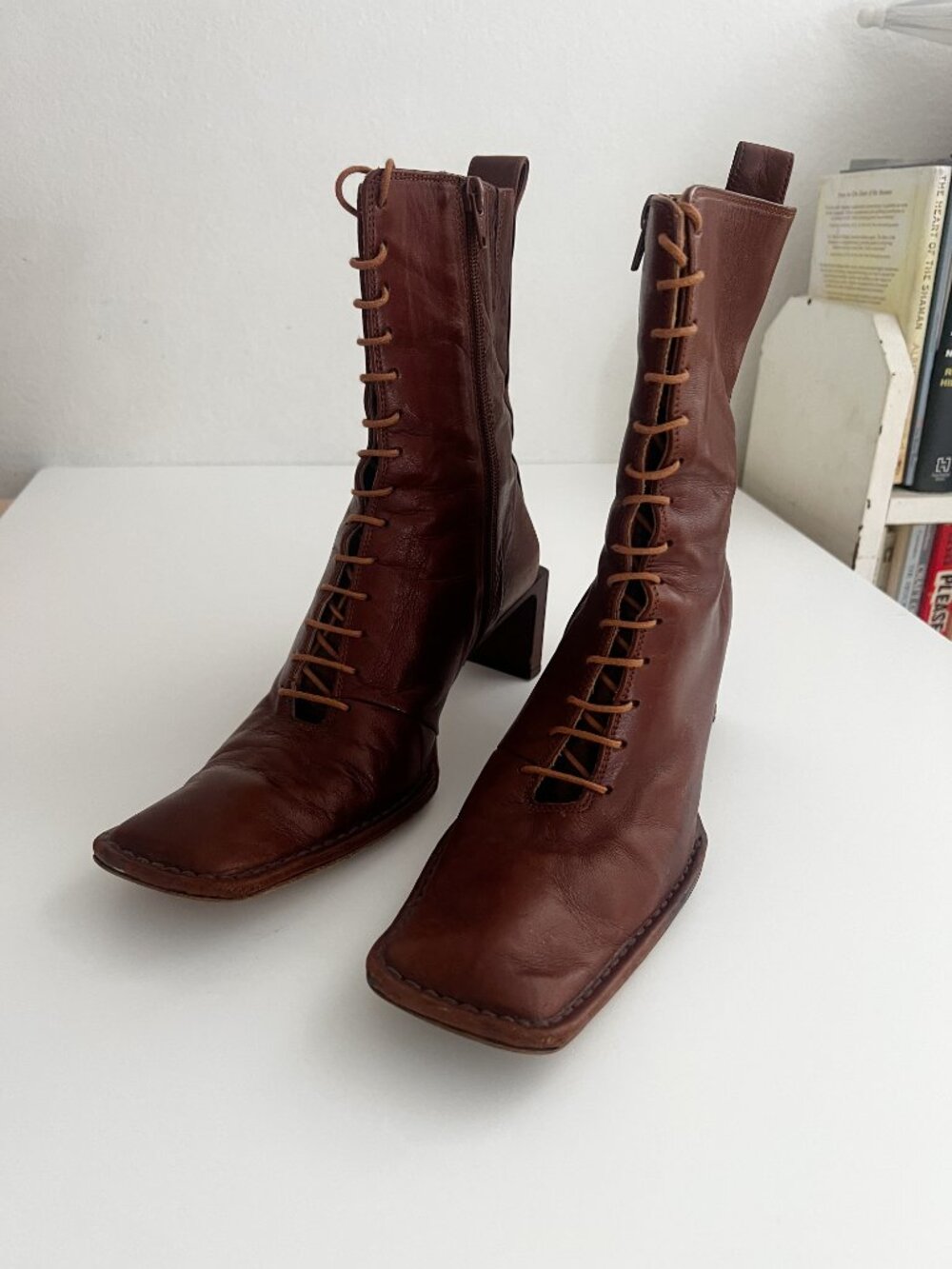 Miista Dionne Brown Leather Lace-Up Boots Size 37 - Picture 9 of 10